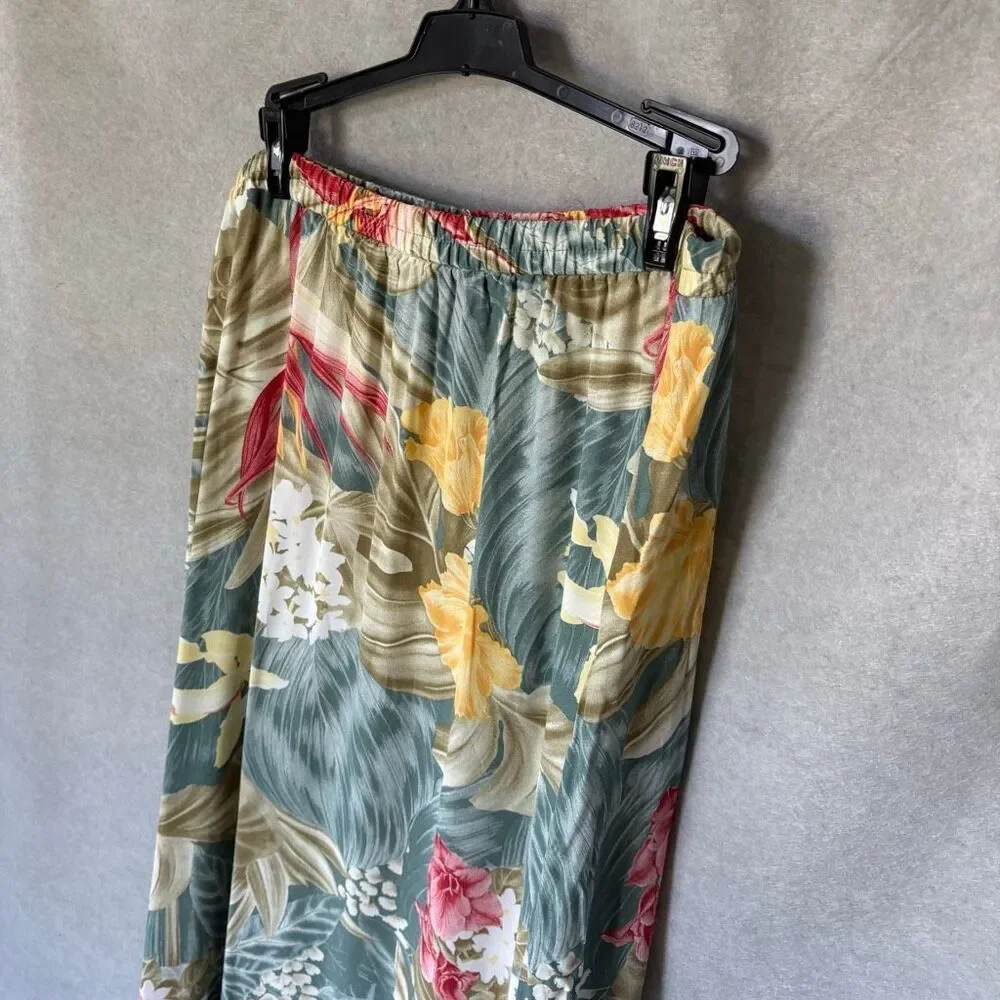 Vintage Melrose Tropical Floral Midi Skirt size 12